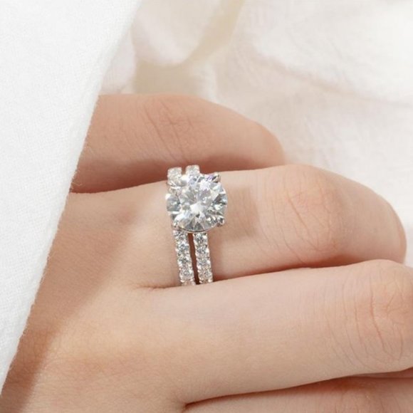 Certified 3.0ct. t.w. Moissanite Diamond Wedding Ring Set NEW - Picture 7 of 16